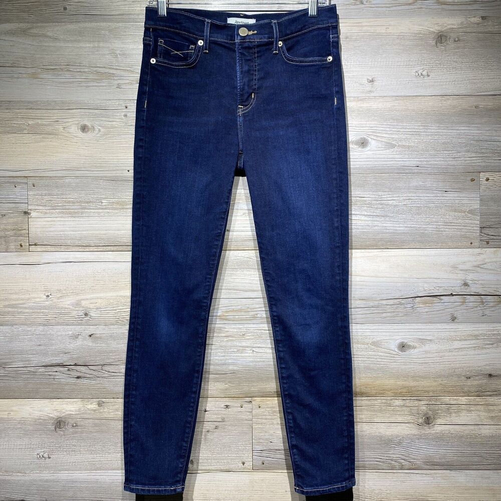Revtown Jeans Size 28R W28 L27 Ankle Skinny Mid-Rise Dark Blue Wash Stretch